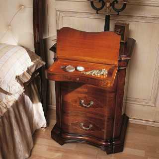 700 lombardo night table, walnut wood, antique finish