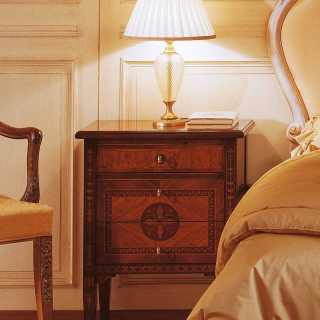 Maggiolini luxury classic collection: walnut and olivewood night table, antique finish