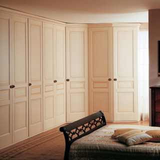 Classic wardrobe with corner element, made in Italy