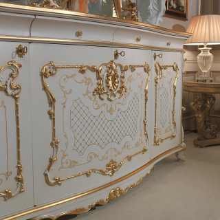 Luigi XV style sideboard with rich golden carvings, Venezia luxury classic collection