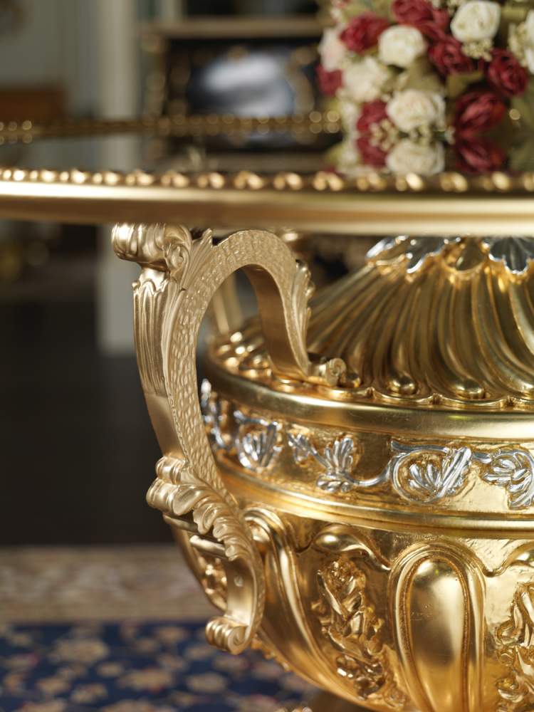 Tavolo di lusso in cristallo e oro
