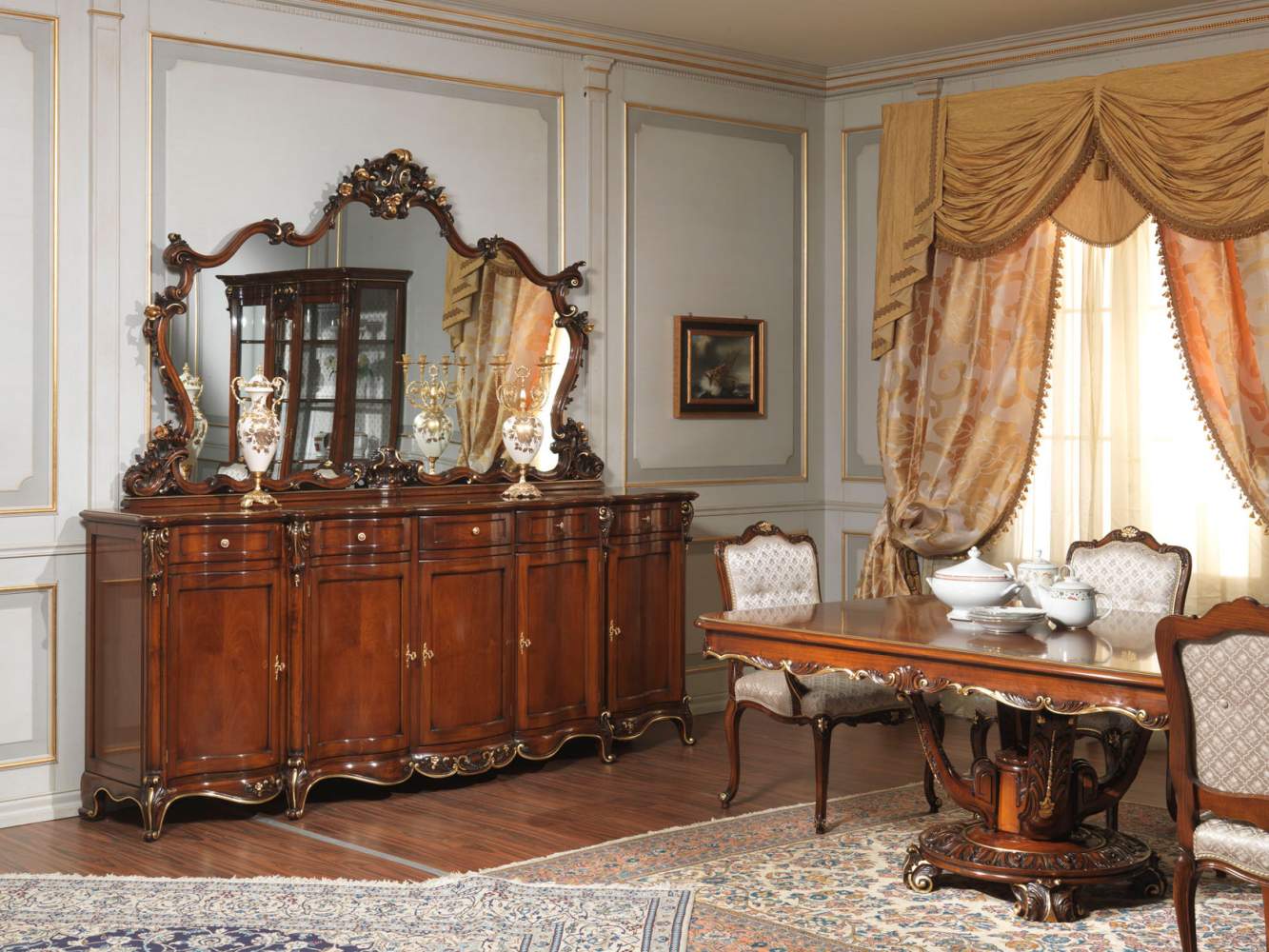 Credenza e tavolo Parigi in stile Luigi XV